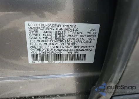 2023 Acura Mdx A-Spec из США, поврежденный, VIN 5J8YE1H02PL040024